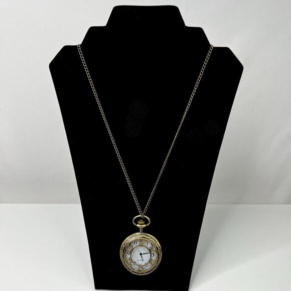 Bronze Tone Beautiful Pocket Watch Necklace - Picture 8 of 8
